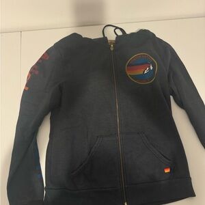 Aviator Nation Black Hoodie with Rainbow Accents
